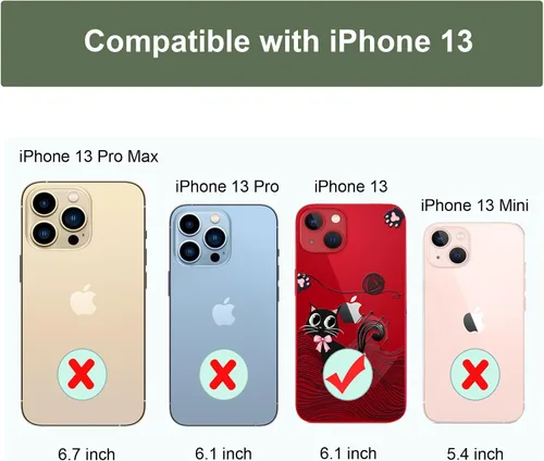 Vista 3 de Unov Funda para iPhone 14 iPhone 13, transparente con diseño, ajuste delgado, buen agarre, funda para teléfono en relieve, cubierta protectora a