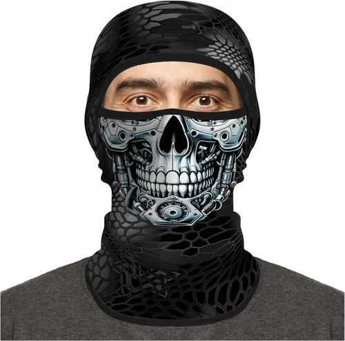 Vista 28 de Pasamontañas para hombres y mujeres, para verano, motocicleta, ciclismo, pesca Calavera 04