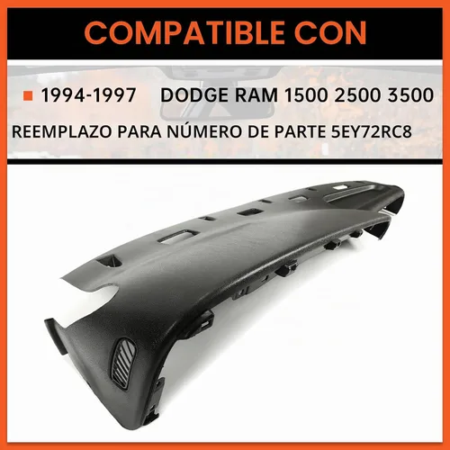 Vista 3 de ECOTRIC Reemplazo de salpicadero Compatible con camionetas Dodge Ram 1500 2500 3500 de 1994-1997 Cubierta de capó del tablero de camiones Reemplazo