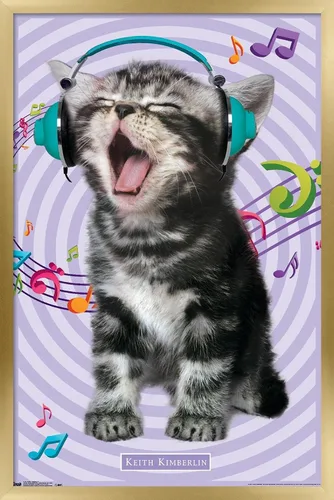 Vista 13 de Trends International Keith Kimberlin - Gato - Póster de pared cantando, 14.725 x 22.375 pulgadas, versión con marco de madera tipo granero