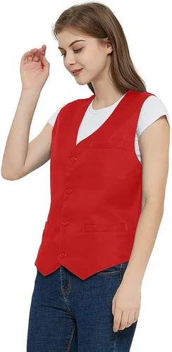 Vista 3 de TOPTIE Chaleco unisex con botones para uniforme de trabajo