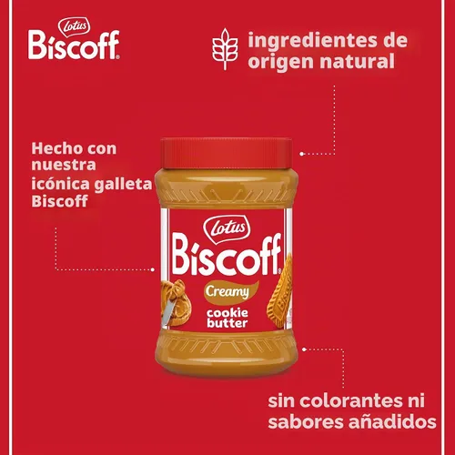 Vista 4 de Lotus Biscoff - Mantequilla de galleta para untar, cremosa, no transgénica, vegana Sweet spread dip with breadsticks – vegan, no added colours or