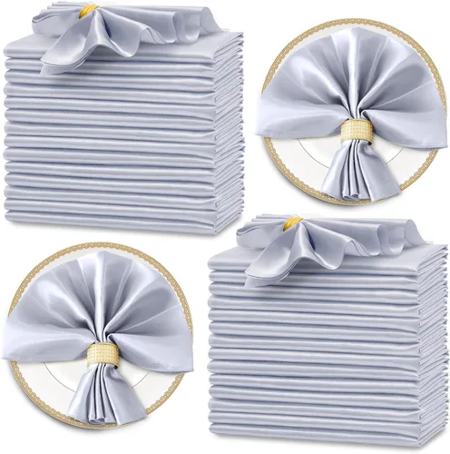 Vista 20 de Horbaunal Paquete de 30 servilletas de satén negro de 20 x 20 pulgadas, servilletas cuadradas suaves de tela sedosa, decoración de mesa para bodas