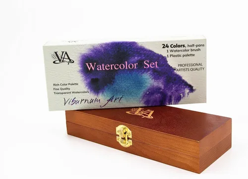 Vista 6 de Juego de Pintura de Acuarela Profesional - 24 Pastillas de Pinturas de Acuarela Transparentes Altamente Pigmentadas con Pincel de Acuarela Sintético