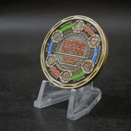 Vista 3 de Moneda de desafío de armadura de Dios, moneda de armadura completa de Dios