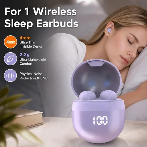 Vista 2 de Mini auriculares invisibles inalámbricos Bluetooth, auriculares para Púrpura