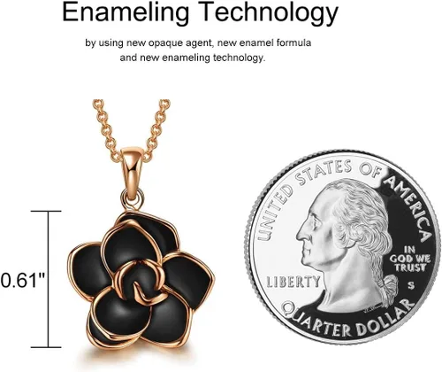 Vista 3 de AllenCOCO Pendant Necklace, Cubic Zirconia Pendant Necklaces for Women Rose Gold Tone Valentines Day Gifts