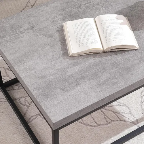 Vista 7 de CENSI - Mesa de café con acento de mármol gris de 47 pulgadas Extra Thick 1.6" Honey-comb Top, Faux Concrete Finish, Modern Industrial Rectangle