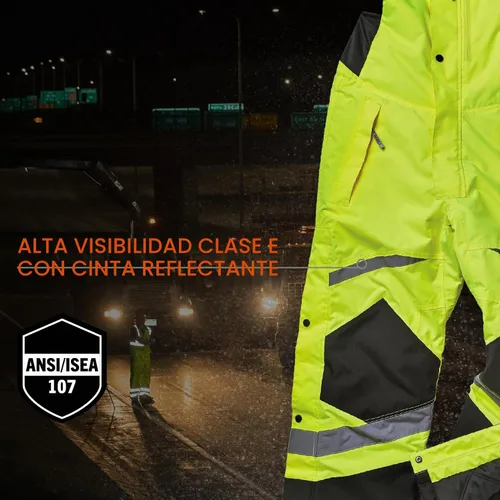 Vista 4 de Ergodyne GloWear 8928 - Overol térmico con aislamiento, alta visibilidad, resistente a la intemperie