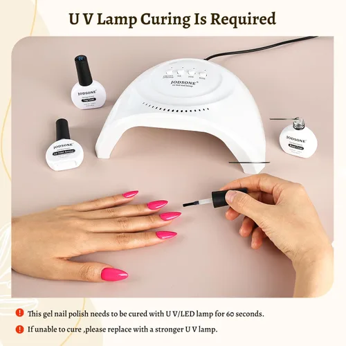 Vista 6 de JODSONE Juego de 3 piezas de 10 ml de capa superior y base de esmalte de uñas con removedor de gel; removedor de uñas de gel para remoción rápida
