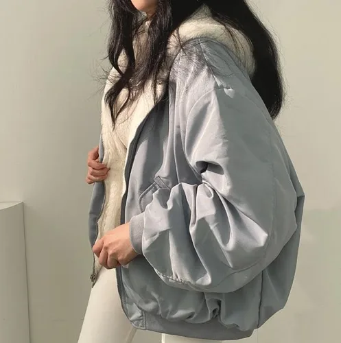 Vista 6 de Y2k - Chaqueta de forro polar, mullida, acolchada y recortada, abrigos de invierno para mujer, moda 2023