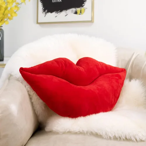 Vista 12 de AELS Almohadas de labios 3D, suaves y suaves, decorativas, almohadas de amor, lindas almohadas de 20 x 11 pulgadas para sofá, cama, sala de estar