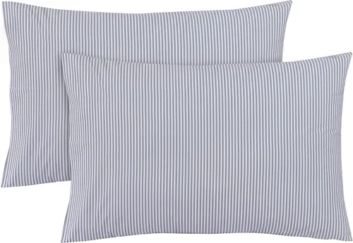 Vista 20 de Feather & Stitch - Fundas de almohada 100% algodón de 2 piezas tamaño Queen, 300TC fundas de almohada ultra suaves con cierre de sobre, resistentes