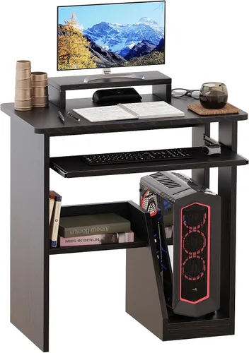 Vista 14 de Escritorio pequeño para computadora para oficina en casa, mesa de juegos compacta para computadora de escritorio y portátil, con cajón