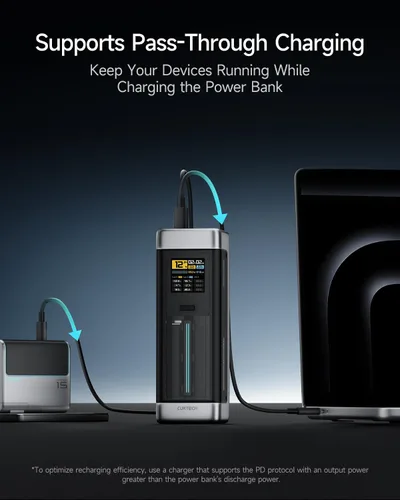 Vista 8 de CUKTECH NO.20 Cargador portátil de 140W, banco de energía de 25,000mAh con 3 puertos, cargador rápido para portátil para viajes y trabajo al aire