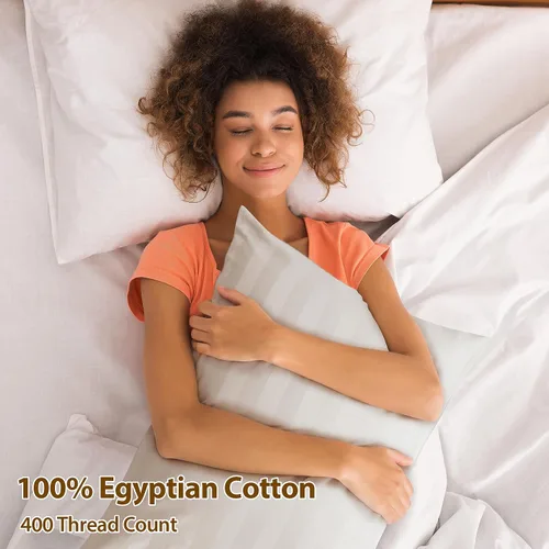 Vista 137 de Juego de 2 fundas de almohada 100% de algodón egipcio, fundas de almohada refrescantes de 400 hilos, fundas de almohada suaves y transpirables