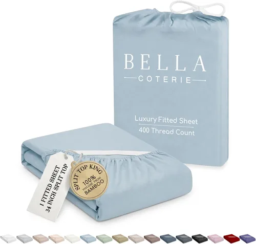 Vista 33 de Bella Coterie - Sábana bajera ajustable de viscosa de bambú de lujo, tamaño individual, 100% cultivada orgánicamente, ultrasuave, refrescante