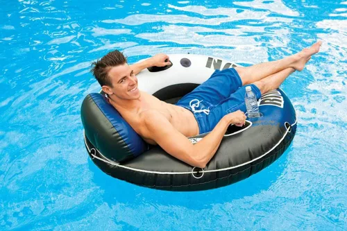 Vista 5 de INTEX 58825EP River Run 1 Salón flotante inflable: respaldo cómodo - portavasos integrados - Asas de agarre duraderas - Cuerda de agarre completa