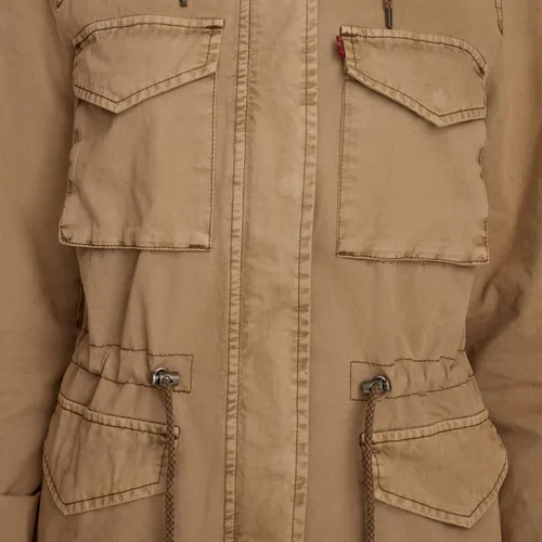 Vista 7 de Levi's Women's Four Pocket Hooded Military Jacket Algodón Camel