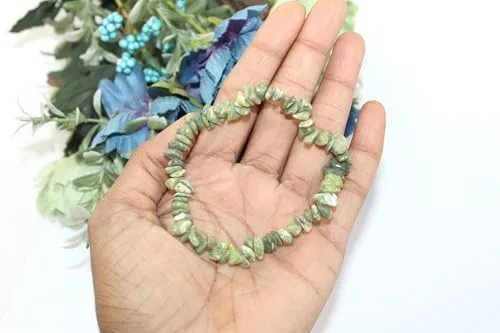 Vista 6 de Hijet Hermosa pulsera de virutas de vesuvianita para hacer joyas, equilibrio de energía positiva, armonía, suerte, yoga, meditación, reiki, único