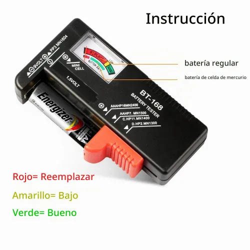 Vista 2 de Paquete de 2 Probadores de Batería, Comprobador Universal de Batería para Baterías de Botón AA/AAA/C/D/9V/1.5V, Probadores de Nivel de Vida