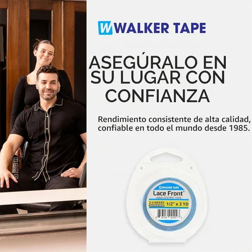 Vista 8 de Walker - Rollo de cinta de soporte frontal de encaje azul de 1/2 pulgada x 3 yardas, cinta de peluca de doble cara para pelucas de encaje, tupés