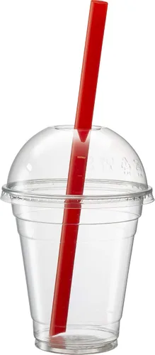 Vista 8 de [50 juegos de 12 onzas] Vasos de plástico transparente para mascotas con tapas de cúpula para café helado, bebidas frías, batidos, tazas