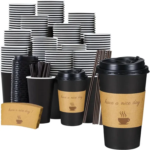 Vista 13 de Lamosi Paquete de 100 tazas de café de 10 onzas, vasos de papel desechables