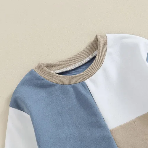 Vista 4 de Conjunto de 2 piezas de sudadera de manga larga con cuello redondo y pantalones deportivos para bebé niño
