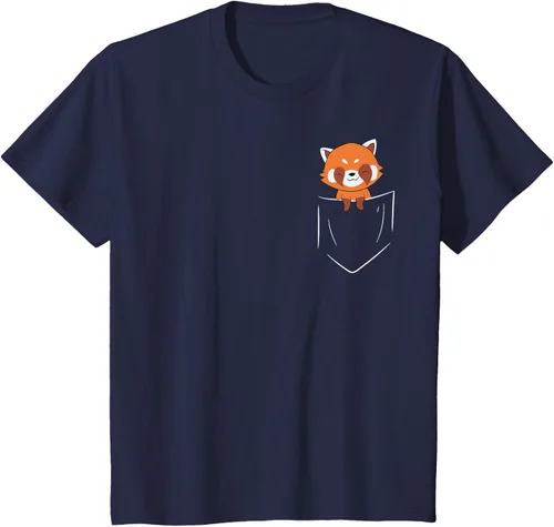 Vista 76 de Funny Red Panda In Pocket - Camiseta con bolsillo, Negro, S