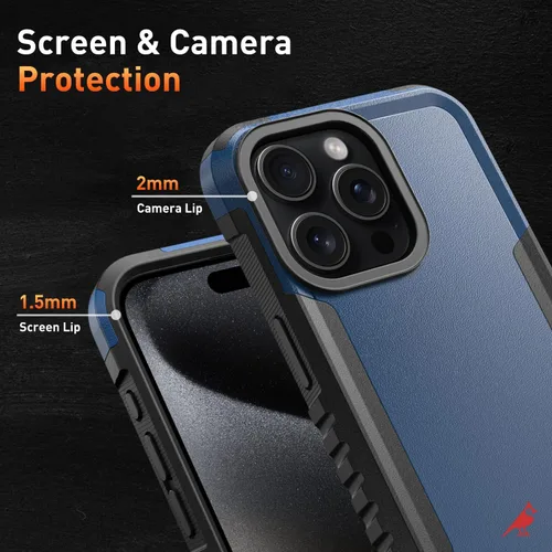 Vista 6 de Funda resistente para iPhone 15 Pro Max de 6.7 pulgadas con 2 protectores de pantalla + protectores de lente de cámara