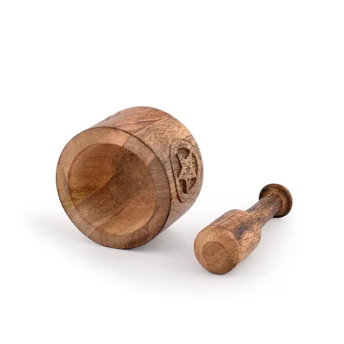 Vista 4 de Kaizen Casa Mortero de madera y mortero de ajo triturador de mano trituradora de utensilios de cocina