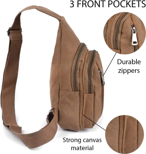 Vista 4 de WESTEND Bolso bandolera de lona con correa ajustable, mochila pequeña de viaje