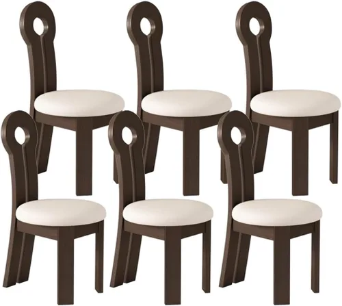 Vista 12 de YVYKFZD Dining Chairs Set, Solid Wood Dining Room Chair, Upholstered Kitchen Chairs, Unique Key-Shaped Living Room Chair, for Offices Bedroom Study