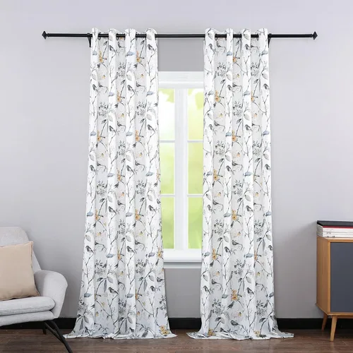 Vista 15 de Leeva Cortinas de bloqueo de luz de 45 pulgadas de largo para dormitorio, paneles de cortina de lino sintético para ventana, tratamiento decorativo