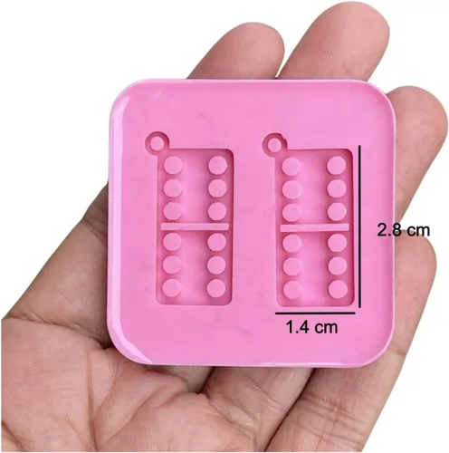 Vista 2 de Domino - Molde de silicona para aretes para resina epoxi, molde para dijes, molde para arcilla (doble seis)