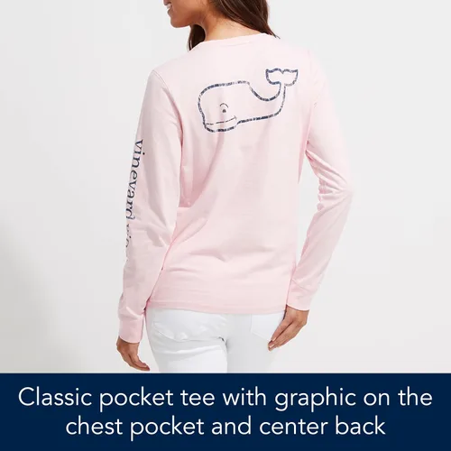 Vista 4 de vineyard vines Women's Long-Sleeve Vintage Whale Pocket T-Shirt