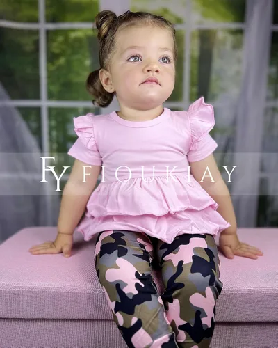 Vista 5 de fioukiay Conjunto de ropa para bebé recién nacida, pantalones florales con volantes