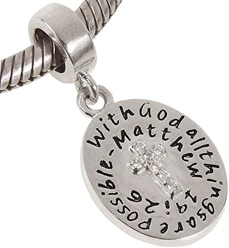 Vista 3 de Colgante de Cruz Plata de ley 925Bibble Encanto Christian Encanto Corazón mantener la fe Encanto para pandora pulsera
