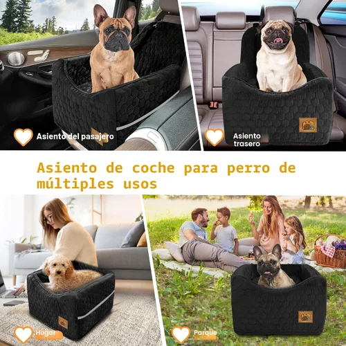 Vista 6 de Asiento de automóvil para perros pequeños/medianos, asiento elevador de perro de espuma viscoelástica, seguridad de viaje con funda extraíble