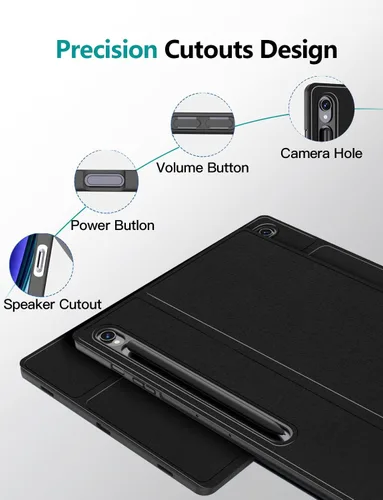 Vista 8 de Funda para teclado retroiluminada para Samsung Galaxy Tab S10 Lite/S10 FE/S9 FE 5G 10.9"/ Tab S9 11", teclado inalámbrico desmontable magnético de 7