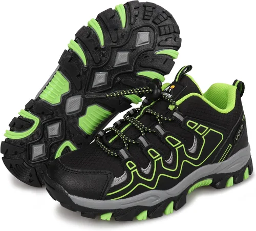 Vista 6 de UOVO Tenis para niños y niñas, para senderismo, correr, caminar al aire libre, tenis impermeables antideslizantes