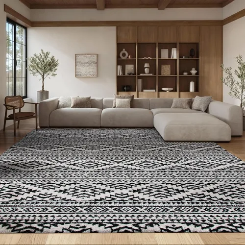 Vista 8 de SAFAVIEH Tapete decorativo de la colección Tulum de 2 x 3 pies, color negro y marfil, diseño tribal bohemio marroquí, no desprende pelo y es