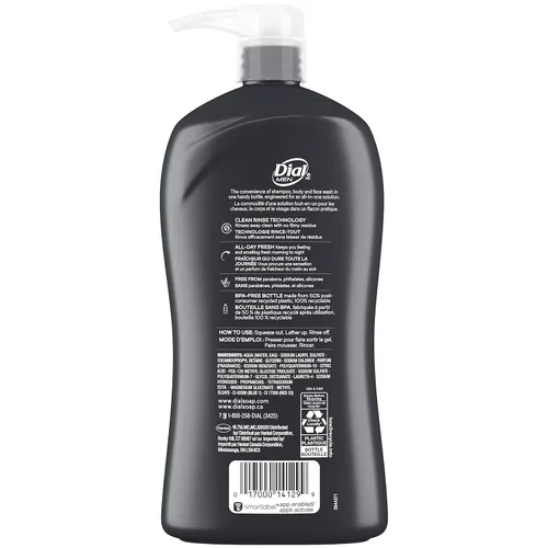 Vista 4 de Dial Men 3en1 para cuerpo, cabello y cara, Hydro Fresh, 32 fl oz (Paquete de 2)
