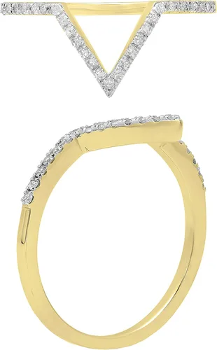 Vista 2 de Dazzlingrock Collection Anillo de Chevron de boda en forma de V apilable de diamante blanco redondo de 0.15 quilates (ctw) para mujer Oro de 14