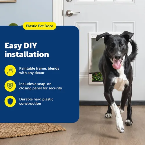 Vista 2 de Puerta para mascotas PetSafe plástico con solapa suave de color, Grande, L, Blanco