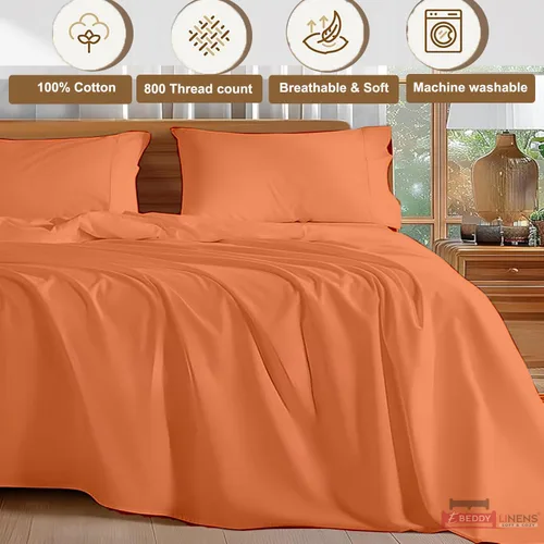 Vista 4 de eBeddy Linens Juego de sábanas tamaño individual XL, 4 piezas, sábanas de algodón egipcio de 800 hilos, juego de sábanas individual que se adapta a