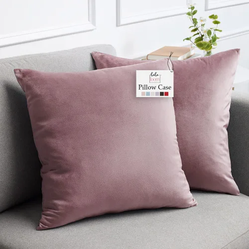 Vista 13 de lalaLOOM Fundas de almohada de terciopelo, juego de 2 almohadas cuadradas decorativas para el hogar, fundas suaves de acento, fundas de almohada
