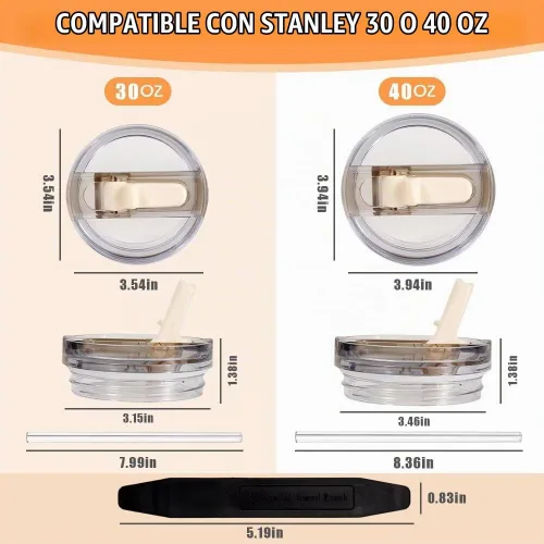Vista 4 de Paquete de 2 tapas de repuesto con popote abatible desmontable para vaso térmico de 30 oz, compatible con Stanley Quencher ProTour, tapa a prueba