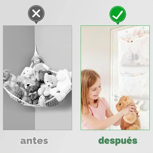 Vista 5 de Almacenamiento de animales de peluche sobre la puerta,Red de hamaca de animales de peluche